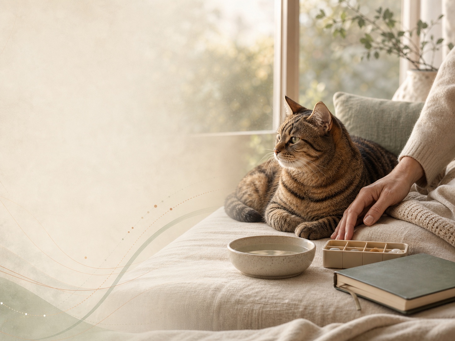 一只猫咪在温暖的家中接受细致照护